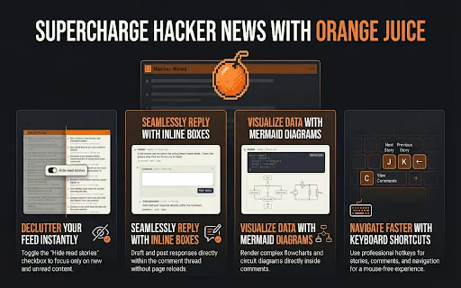 Orange Juice: Melhore sua experiência no Hacker News agora - Screenshot 2