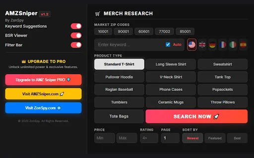 AMZSniper: Pesquisa de Nicho e Vendas Amazon Grátis – Instale Já - Screenshot 1
