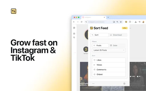 Sort Feed: Organize e Analise Posts do Instagram e TikTok - Screenshot 1