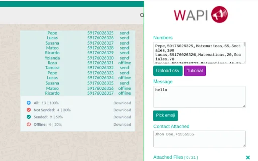 WAPI FREE – Jaguar: Envie mensagens em massa no WhatsApp - Screenshot 1