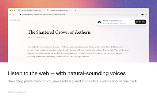 ElevenReader: Leitor de Texto em Voz Alta com IA Natural - Screenshot 1