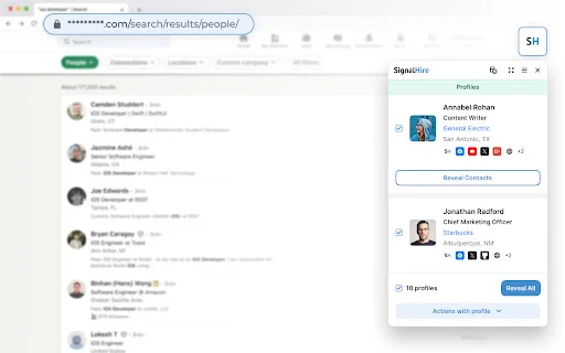 SignalHire: Encontre E-mails e Telefones Profissionais Grátis - Screenshot 2