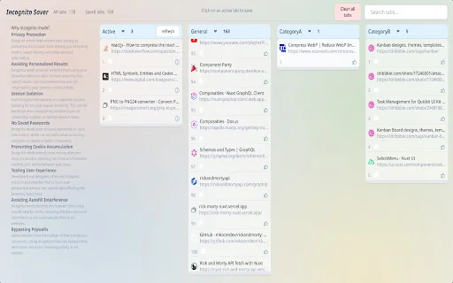 Incognito Saver: Salve e Restaure suas Abas Anônimas Facilmente - Screenshot 1