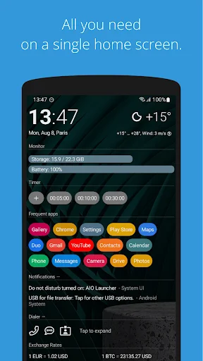 Download AIO Launcher: Personalização Extrema para Android - Screenshot 1