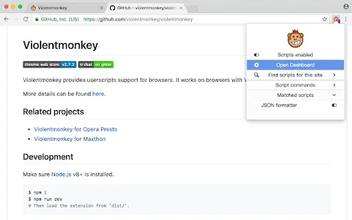 Violentmonkey BETA: Gerenciador de Userscripts para seu Navegador - Screenshot 2